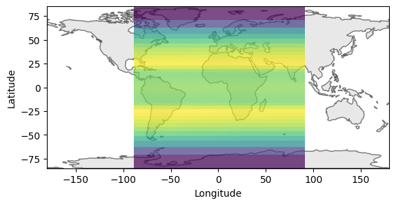 A screenshot of the coverage plot for the Walker constellation