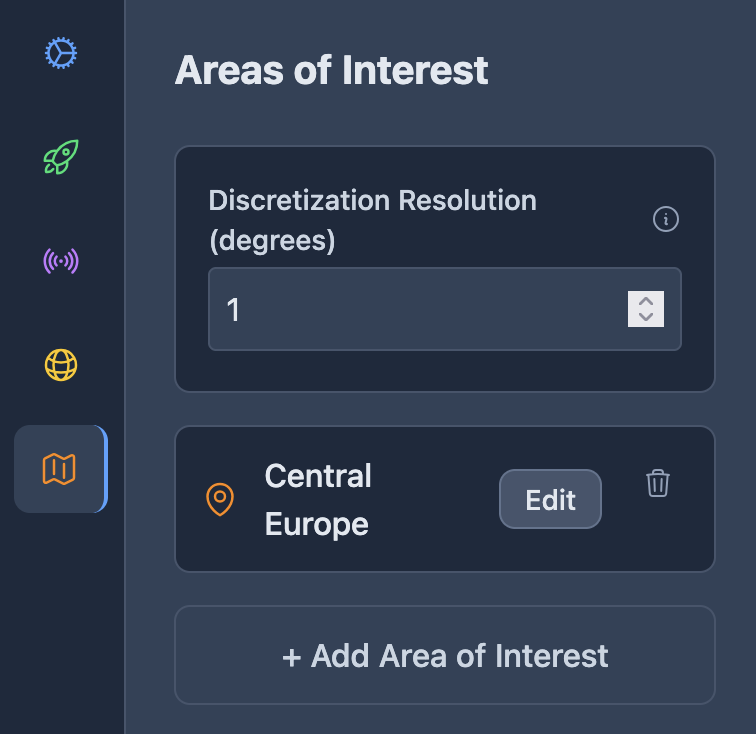 A screenshot of the AOI configuration